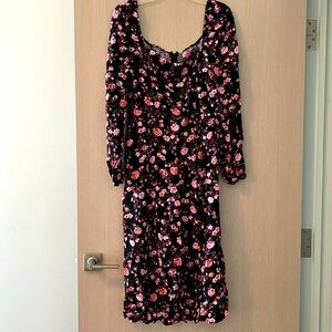 Miami maxi dress. Floral pink orange on black. New!